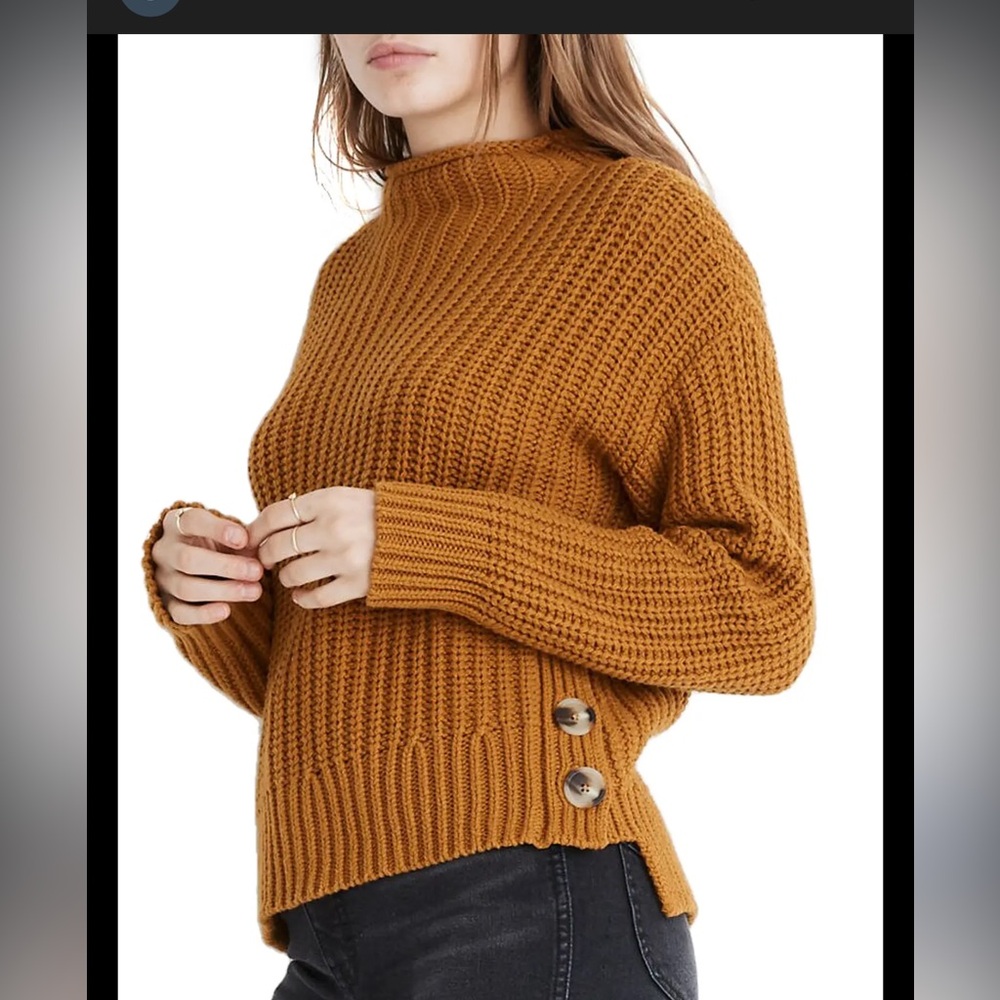Madewell mock neck cable knit sweater size small wool blend